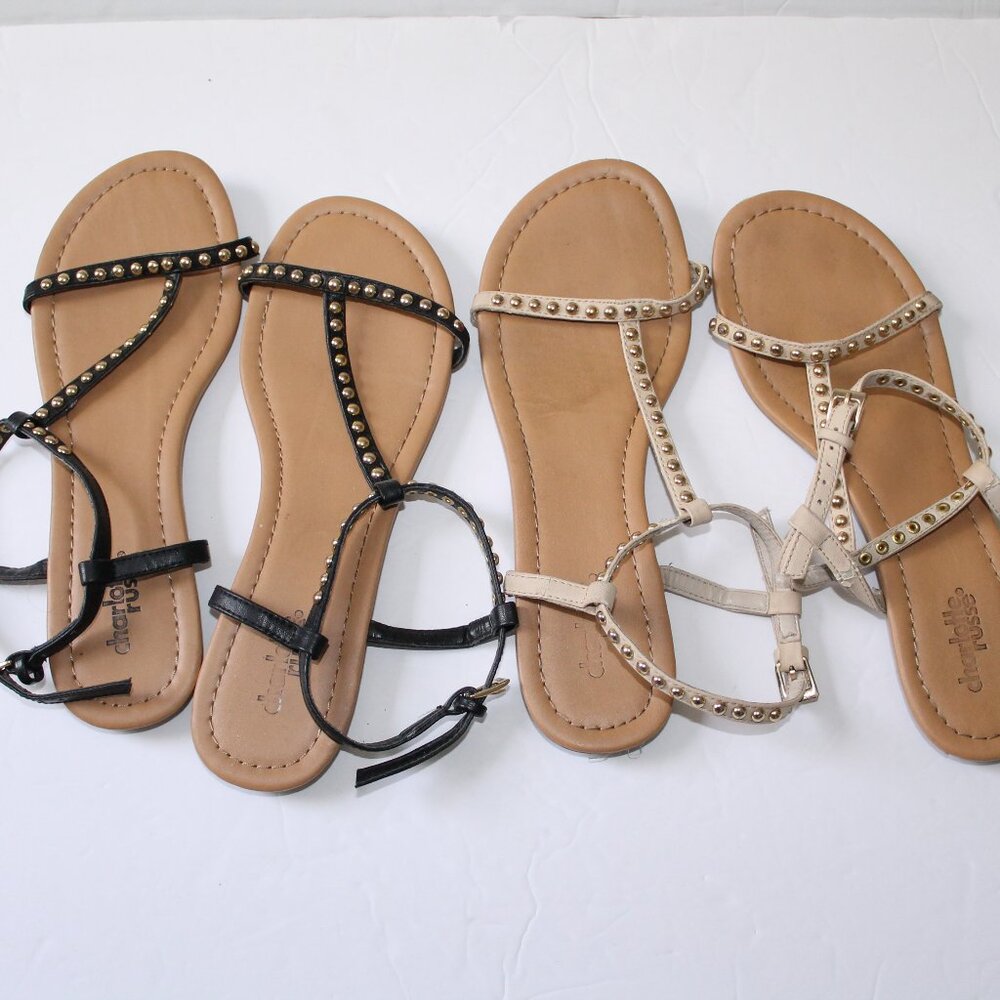 Charlotte Russe Black and Cream Sandals with Ankle Strap